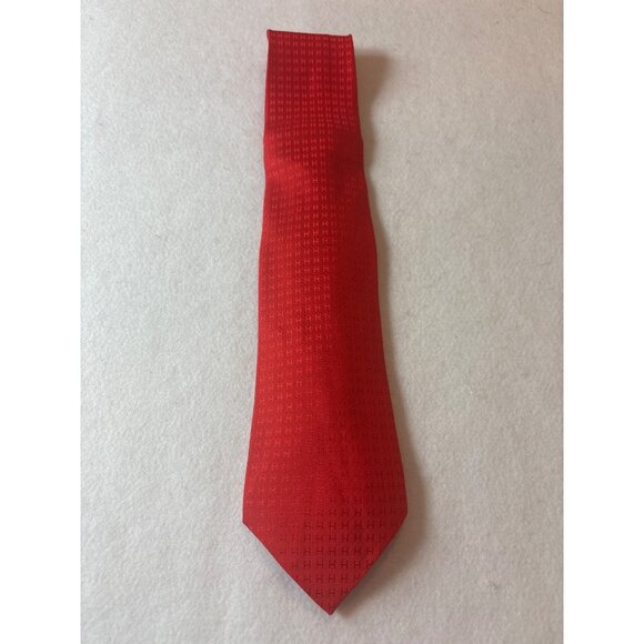 Hermes Paris Red Silk Tie With H Pattern - Picture 1 of 4
